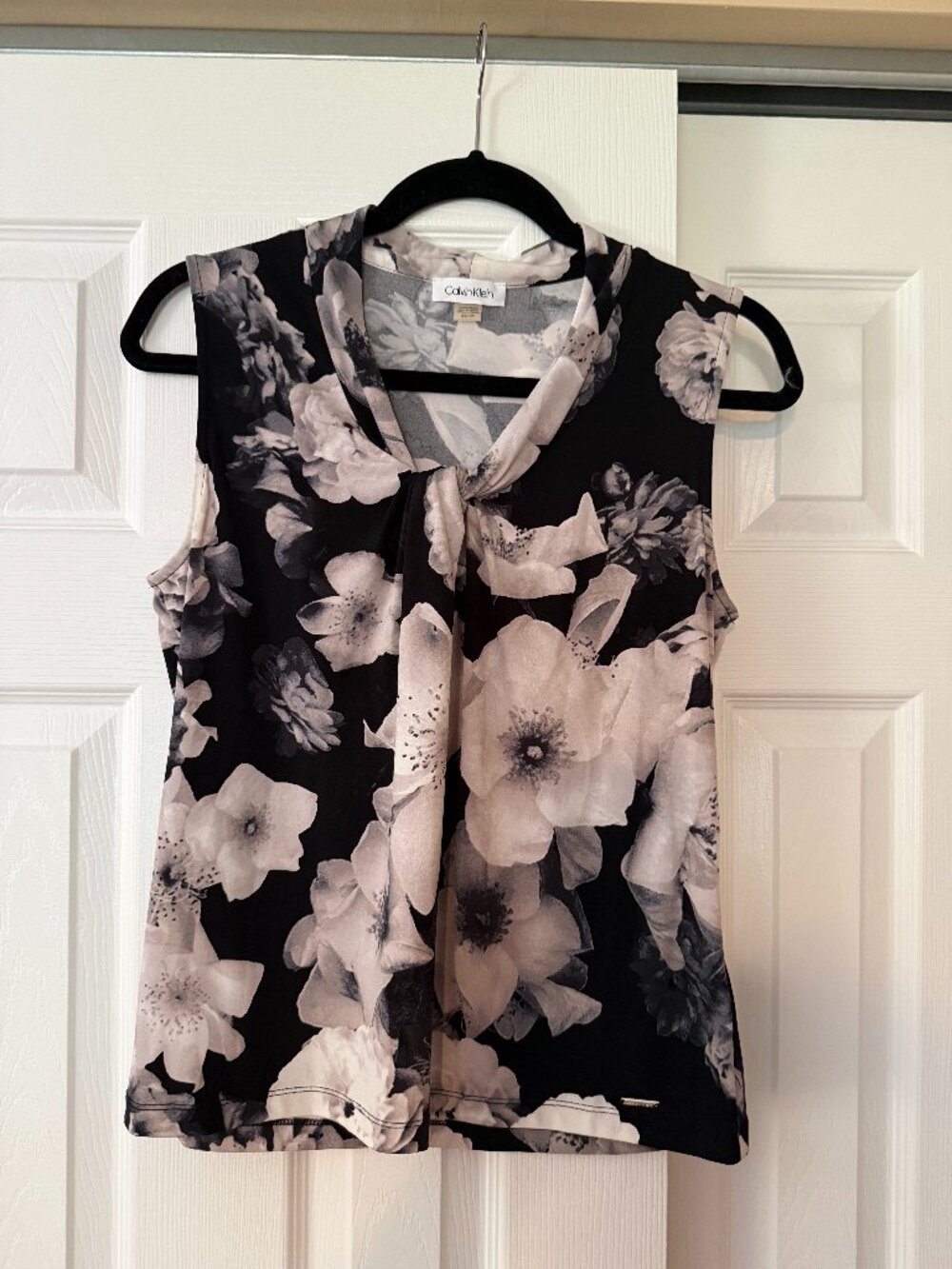 Calvin Klein Floral Twist Neck Sleeveless Top Size M Workwear